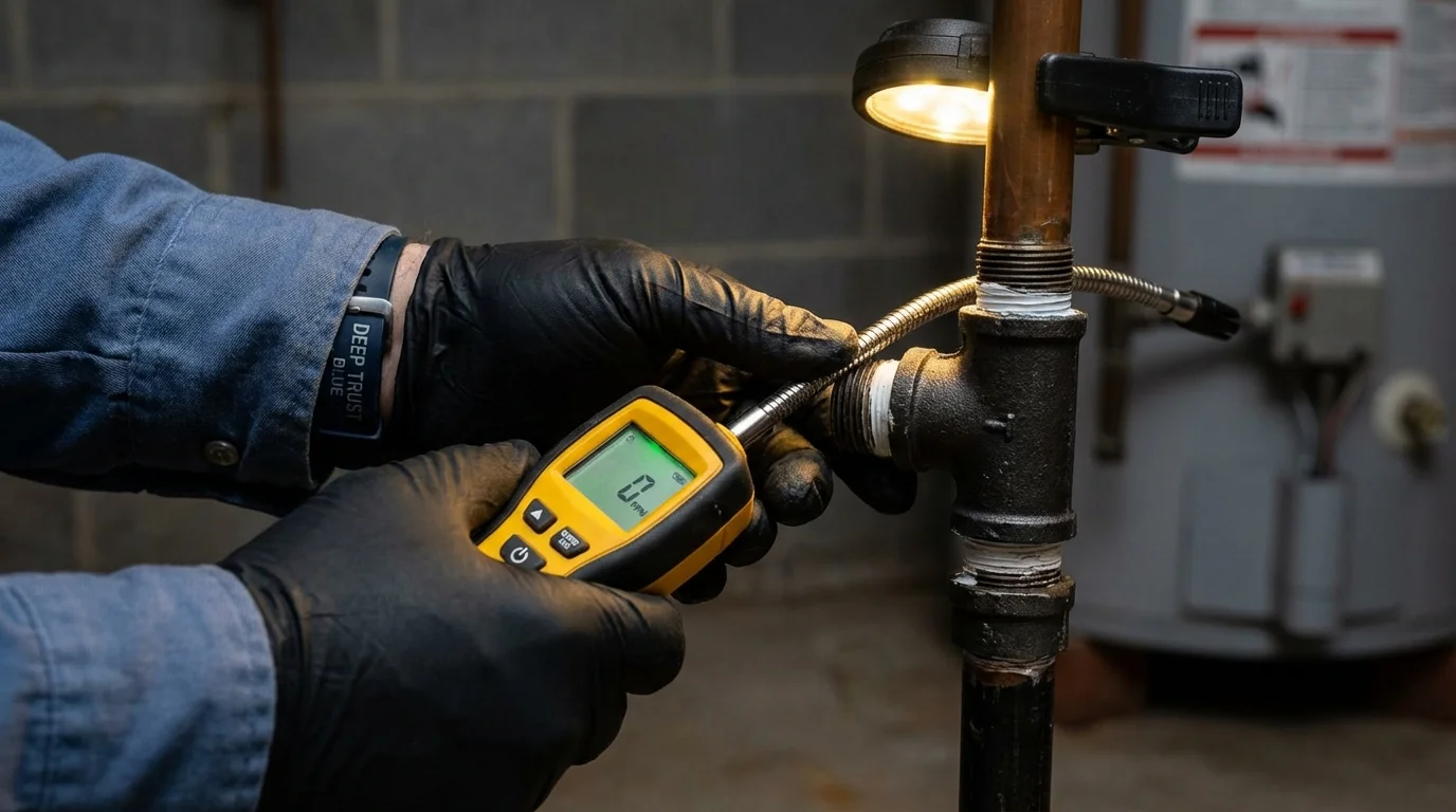 Gas leak detection with electronic sniffer by Johns Plumbing LLC in Clayton